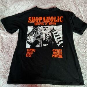 Fashion Nova Black and Orange Graphic Tee